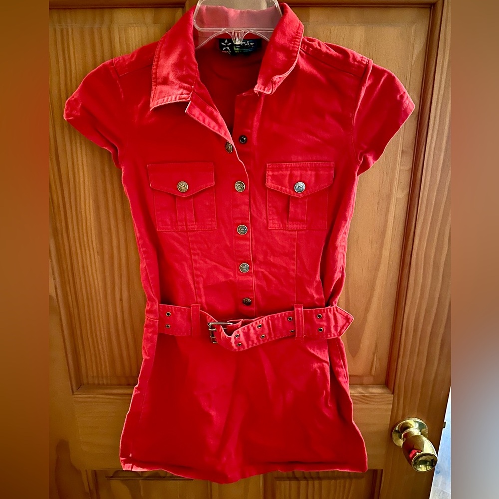 Jolt girls size 10 red button up dress
